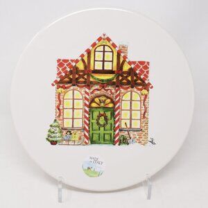 Ceramiche NOI Cake Plate Christmas House Platter Italy Holiday Round Dessert